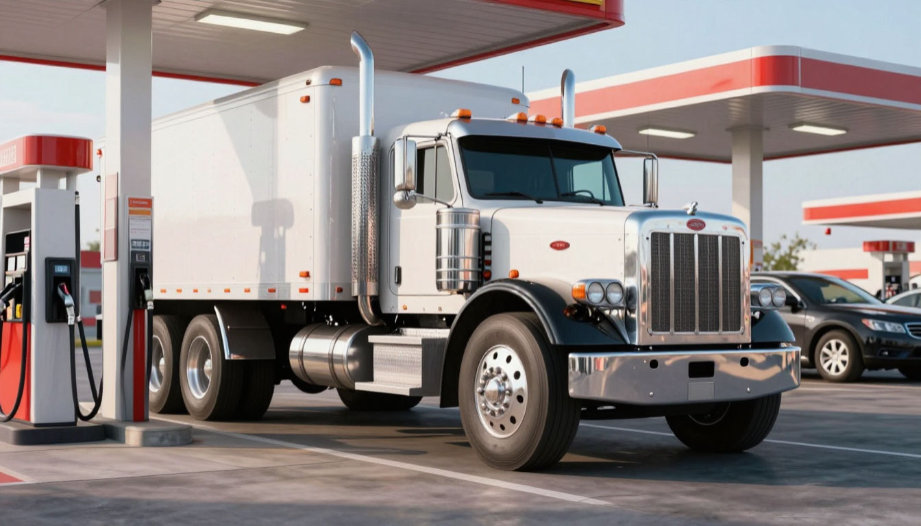 грузовик на заправке